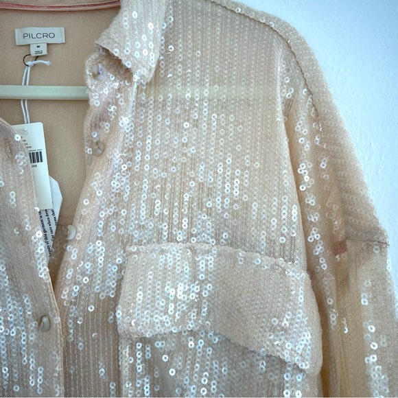 JUST IN! NWT Pilcro | Anthropologie Sequin Blouse, Size Medium - Picture 4 of 6
